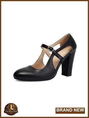Women's Mary Jane Pumps Closed Round Toe Vintage 1940s 1950s Retro High Heels